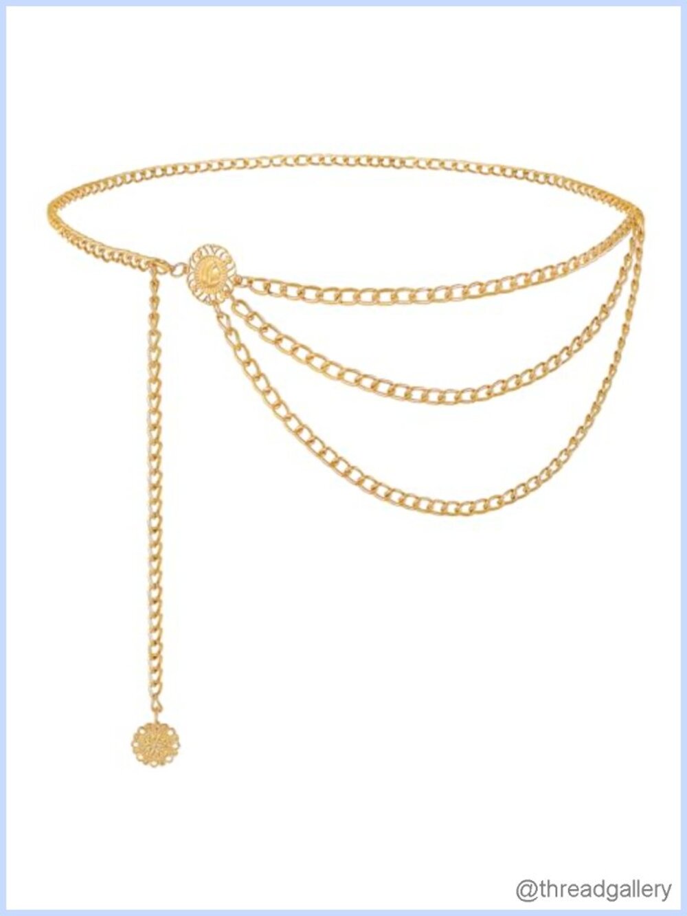 Metal Waist Chain Belt Multilayer Western Style for Dress